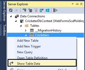 Show Table Data in Web Forms